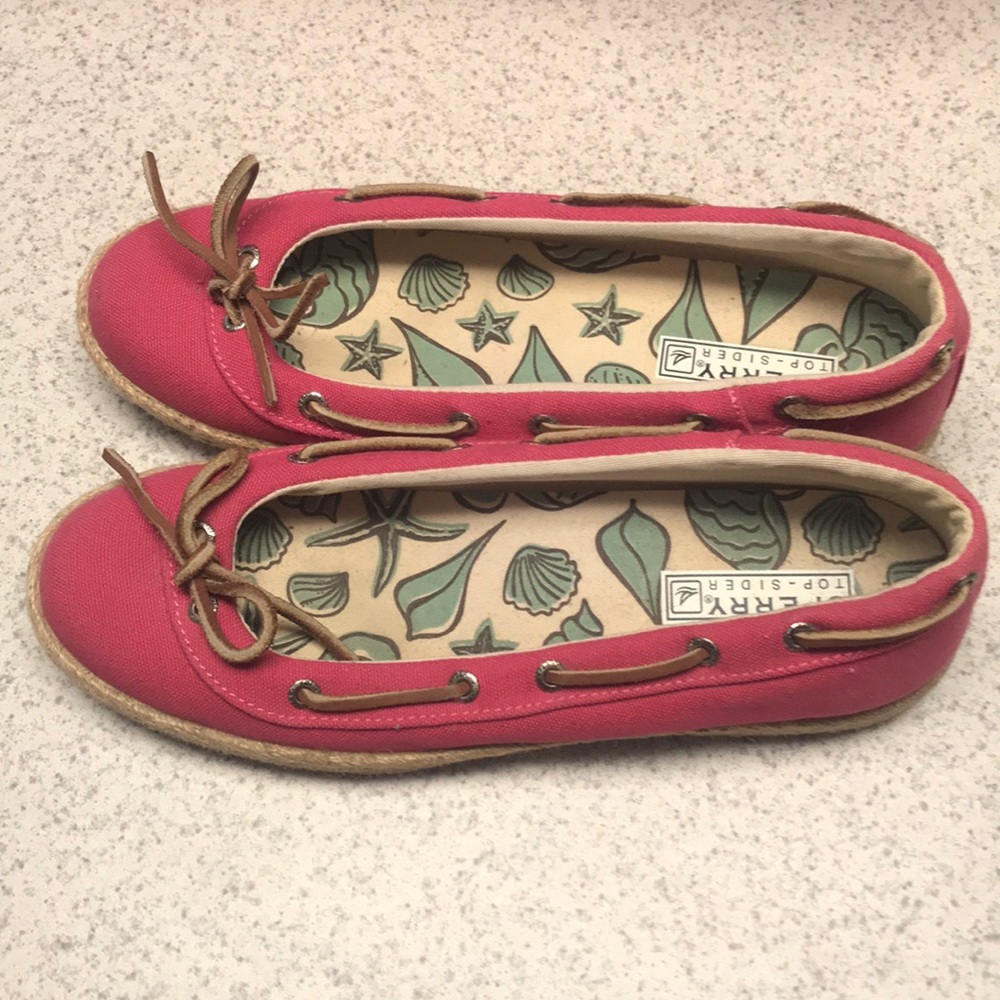 Sperry pink canvas slip on shoes size 8.5